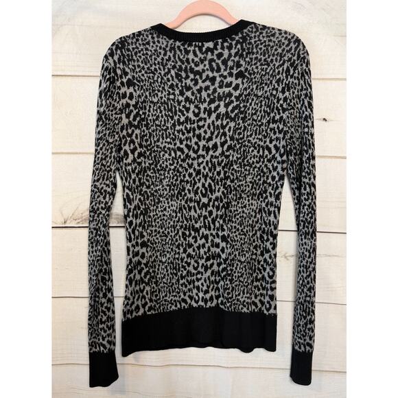 French Connection Sweater Animal Print L Black Grey Winter Cozy Comfy Chic - Picture 2 of 5